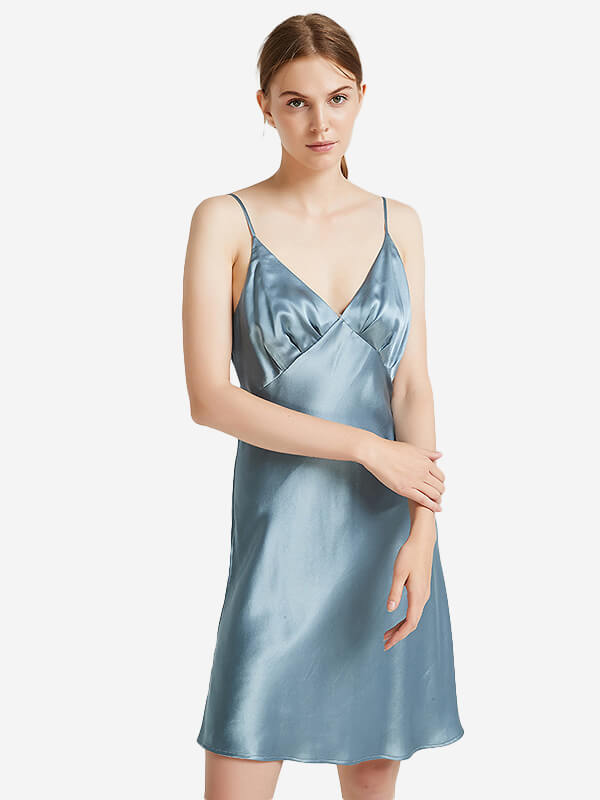 22 Momme V-Neck Spaghetti Strap Wrap-Style Bust Silk Chemise