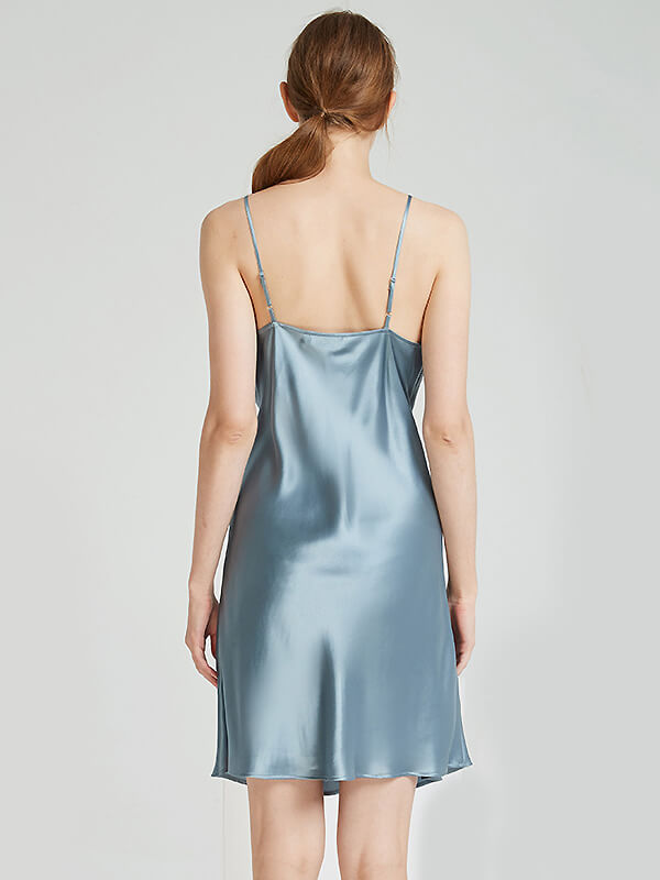 22 Momme V-Neck Spaghetti Strap Wrap-Style Bust Silk Chemise