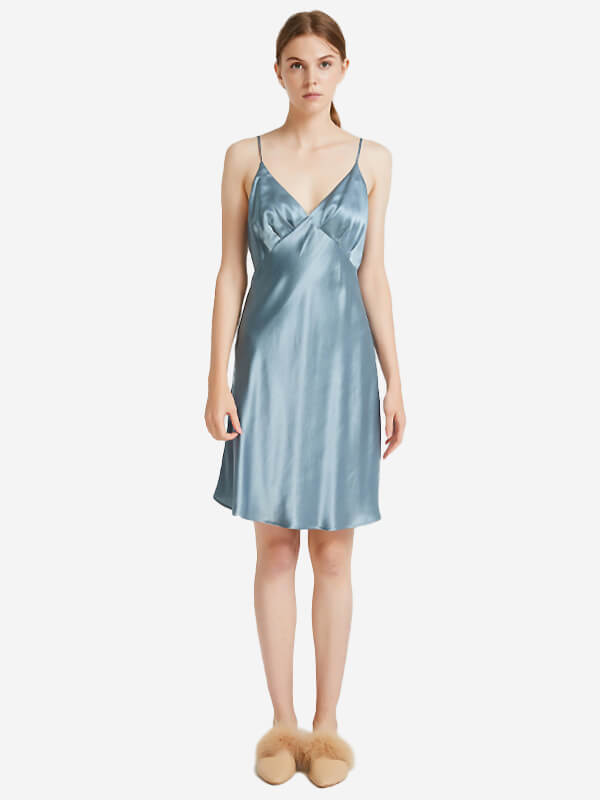 22 Momme V-Neck Spaghetti Strap Wrap-Style Bust Silk Chemise