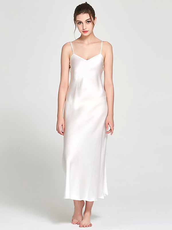 22 Momme Elegant Long Mulberry Silk Slip Nightgown for Women