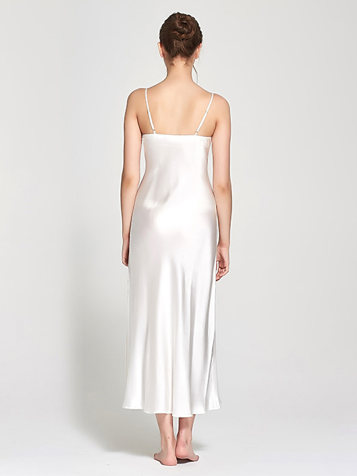 22 Momme Elegant Long Mulberry Silk Slip Nightgown for Women