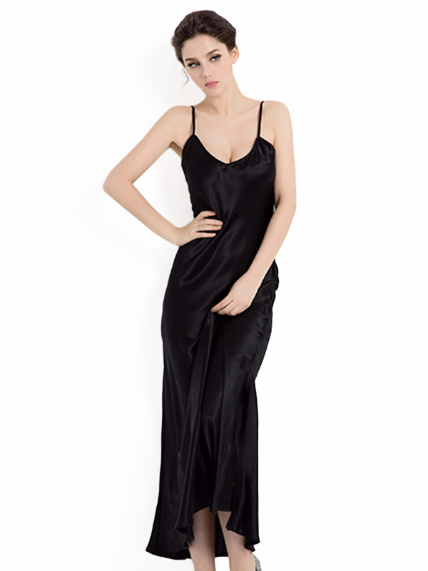 22 Momme Elegant Long Mulberry Silk Slip Nightgown for Women