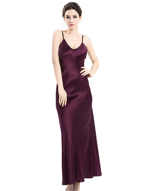 22 Momme Elegant Long Mulberry Silk Slip Nightgown for Women