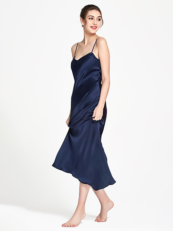 22 Momme Elegant Long Mulberry Silk Slip Nightgown for Women