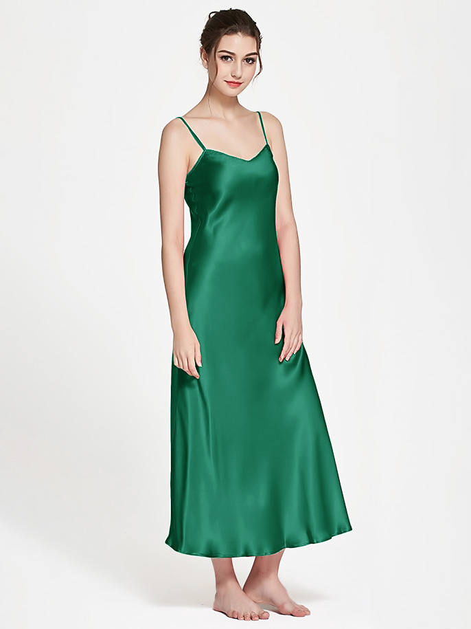 22 Momme Elegant Long Mulberry Silk Slip Nightgown for Women