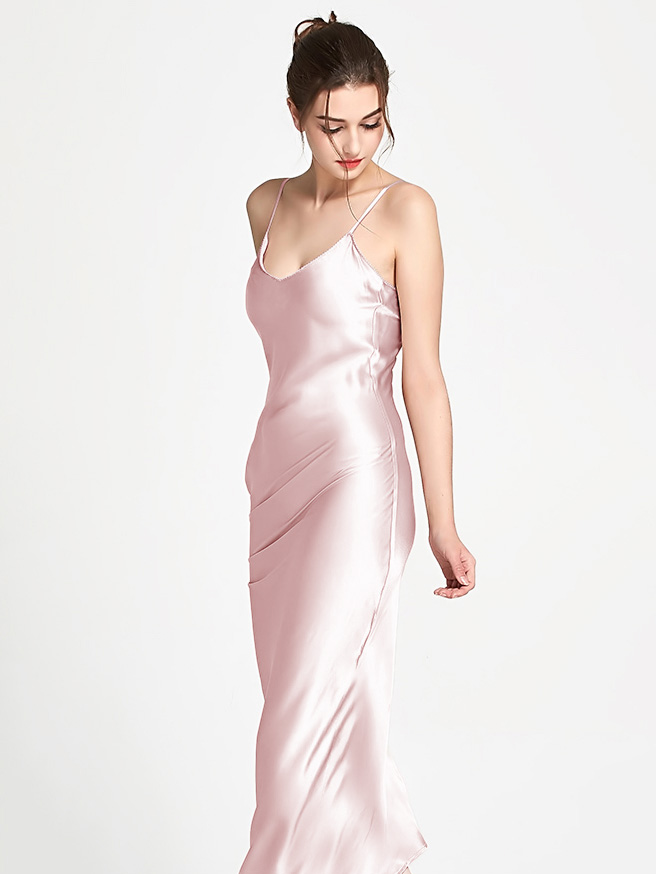 22 Momme Elegant Long Mulberry Silk Slip Nightgown for Women