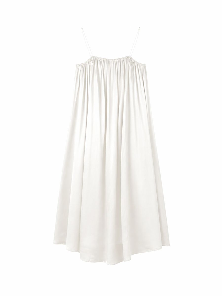 19 Momme Spaghetti Strap Loose Midi Silk Chemise Slip Nightgown