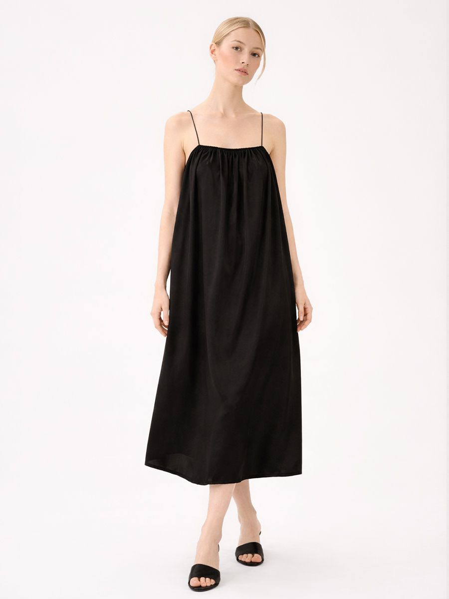 19 Momme Spaghetti Strap Loose Midi Silk Chemise Slip Nightgown