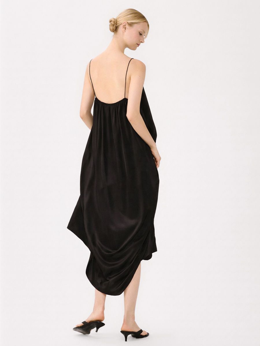 19 Momme Spaghetti Strap Loose Midi Silk Chemise Slip Nightgown