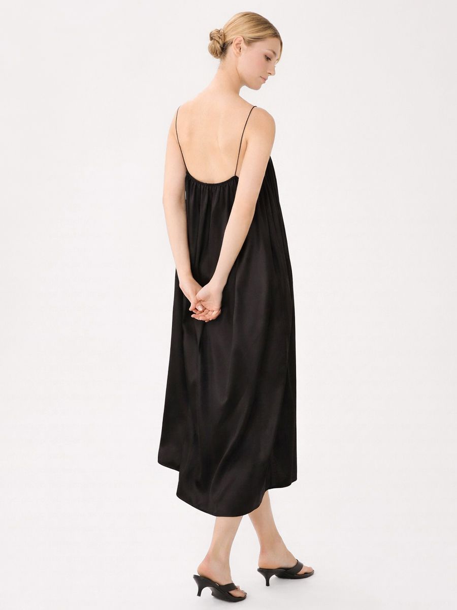 19 Momme Spaghetti Strap Loose Midi Silk Chemise Slip Nightgown