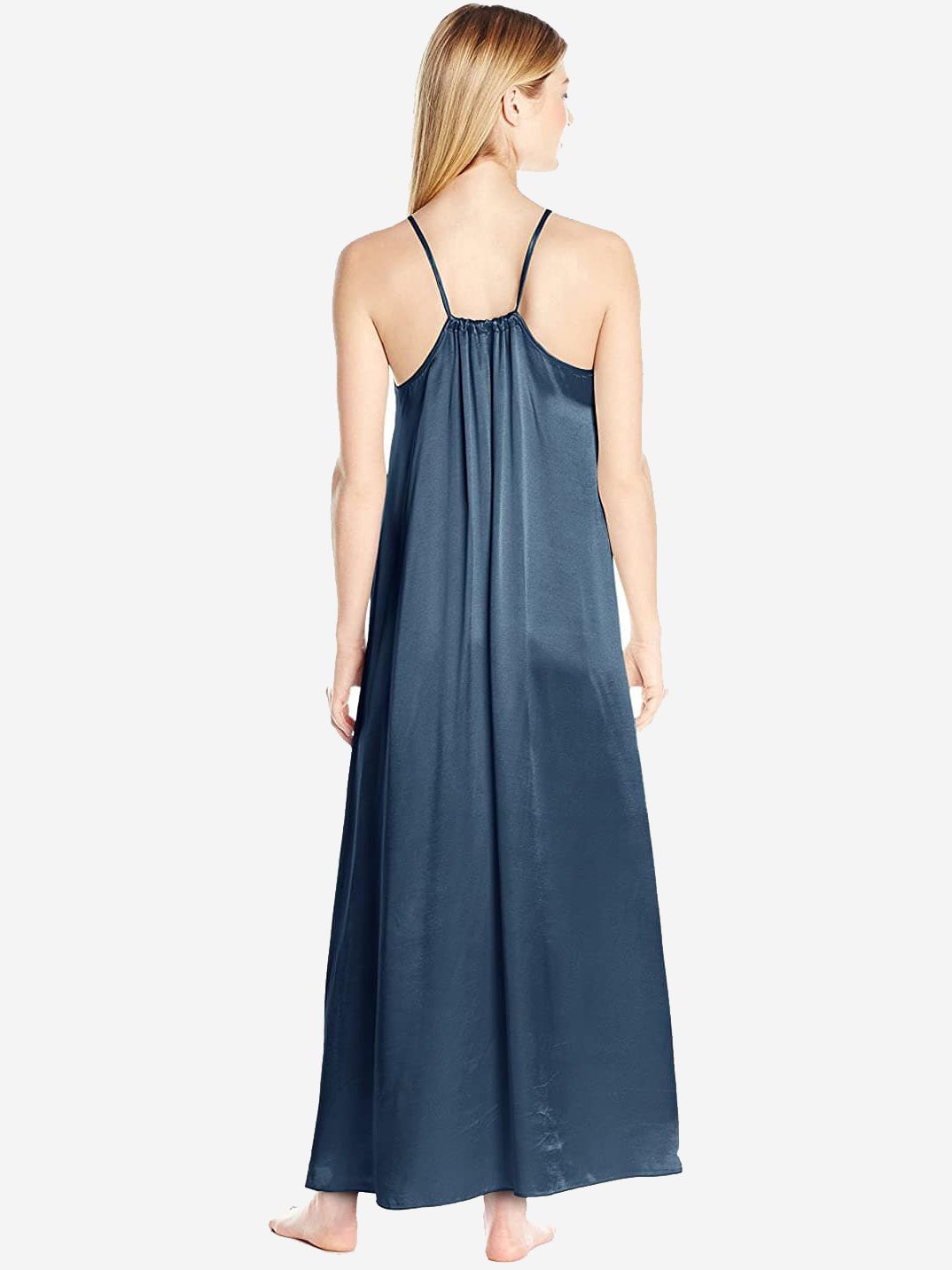 22 Momme Flowy Silk Maxi Slip Nightgown Gathered Back