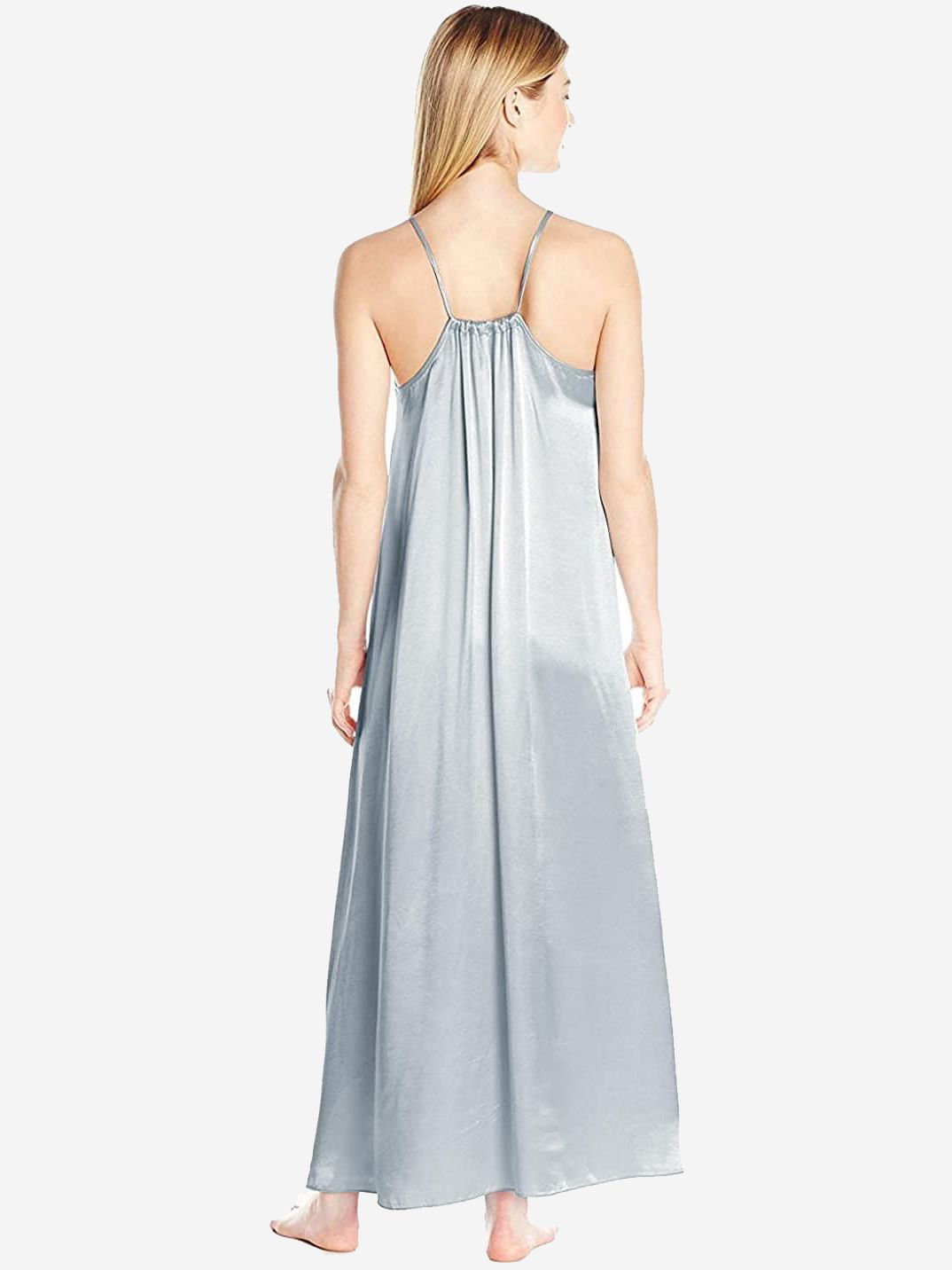 22 Momme Flowy Silk Maxi Slip Nightgown Gathered Back