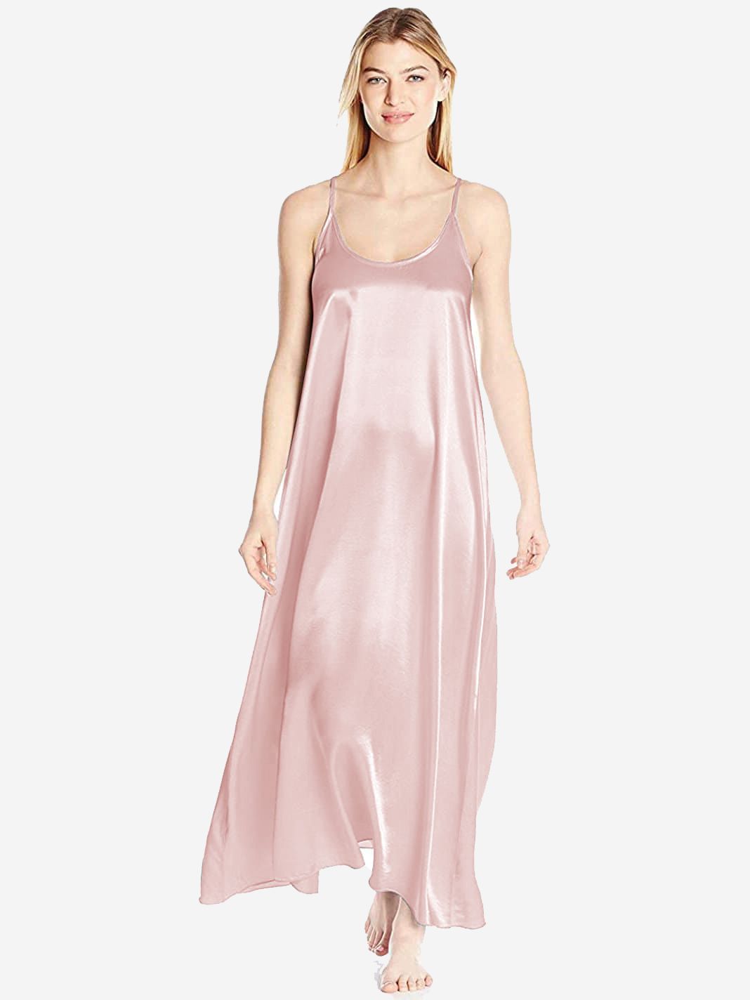 22 Momme Flowy Silk Maxi Slip Nightgown Gathered Back