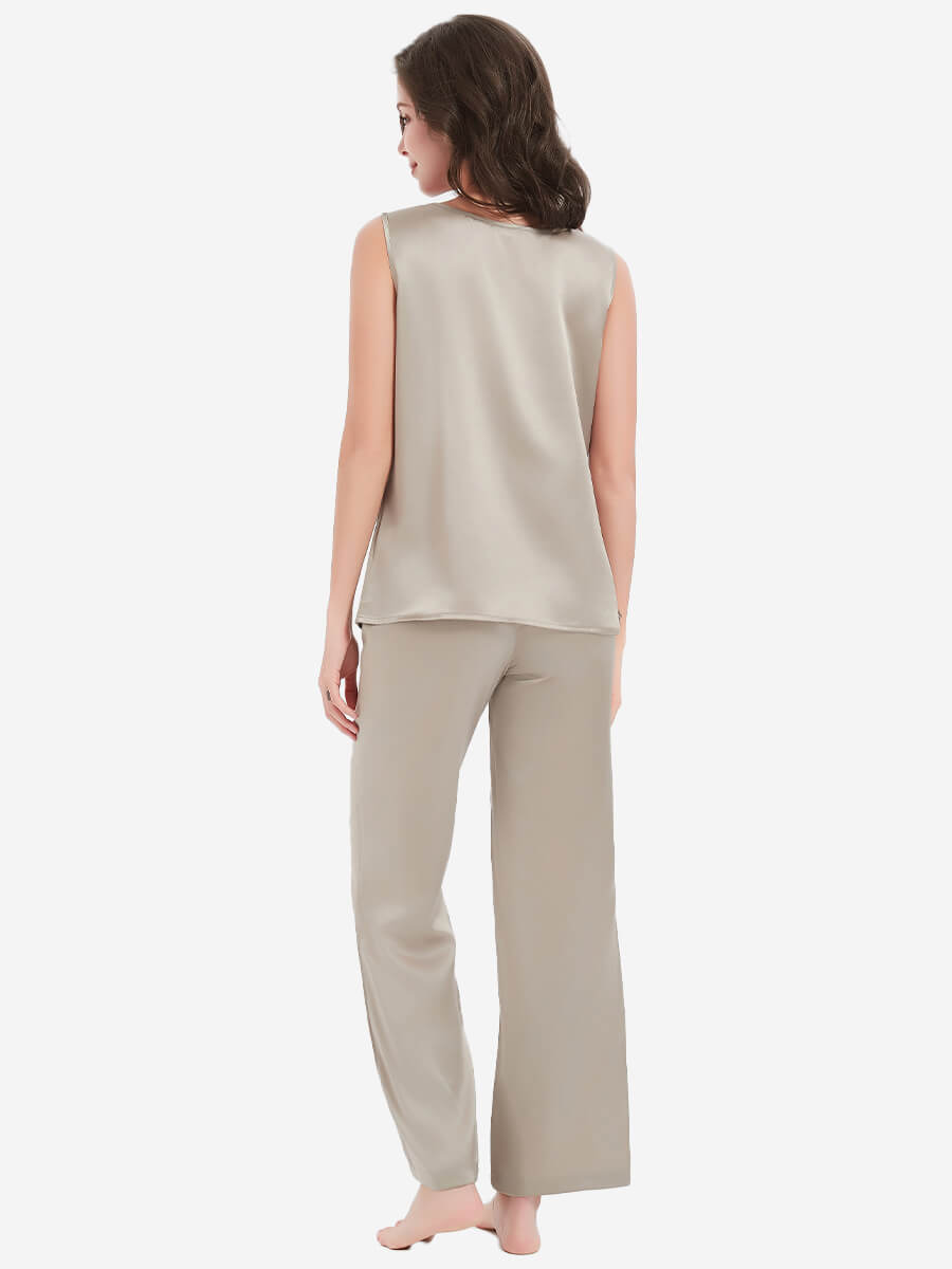 22 Momme Silk Tank Top and Pajama Pants Set for Women