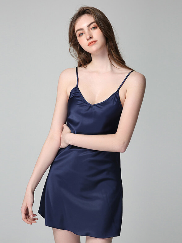 22 Momme Long Silk Nightgown and Robe Set with Piping