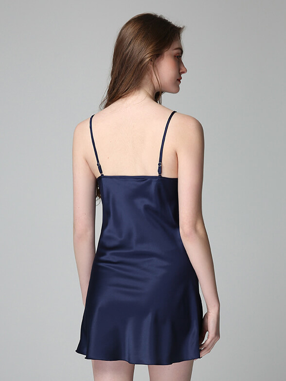 22 Momme Long Silk Nightgown and Robe Set with Piping