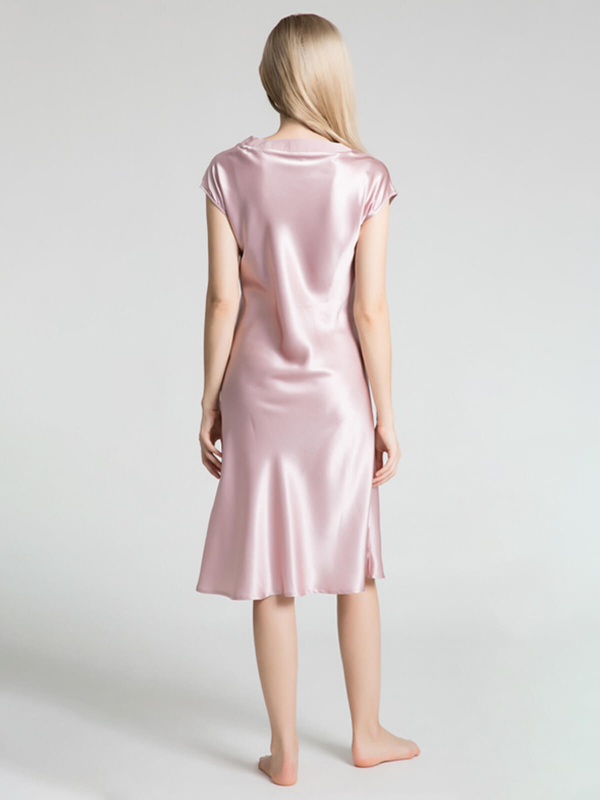 22 Momme V-Neck Cap Sleeve Bias-Cut Mulberry Silk Midi Nightgown