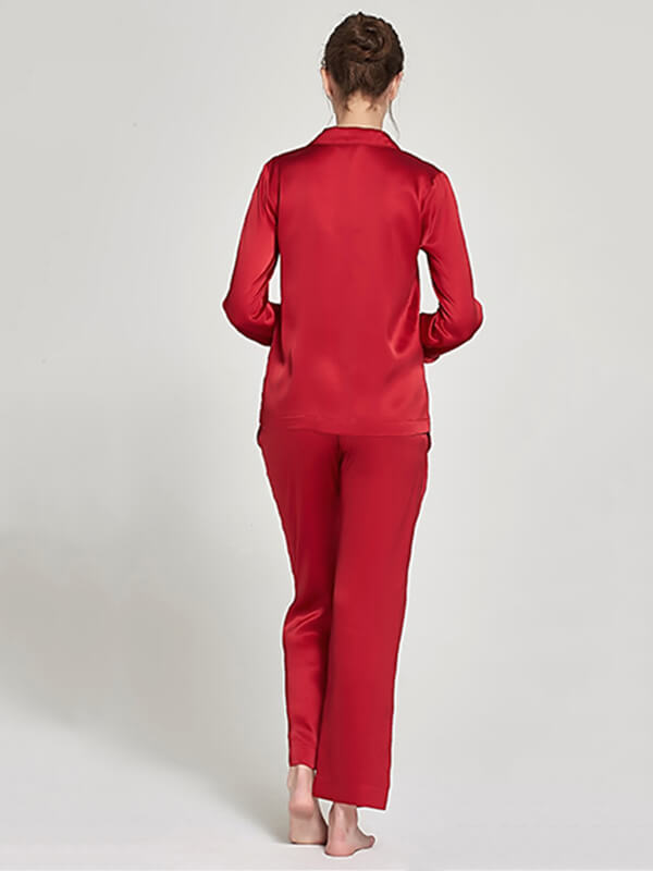 22 Momme Classic Solid Color Full Length Silk PJ Set for Women