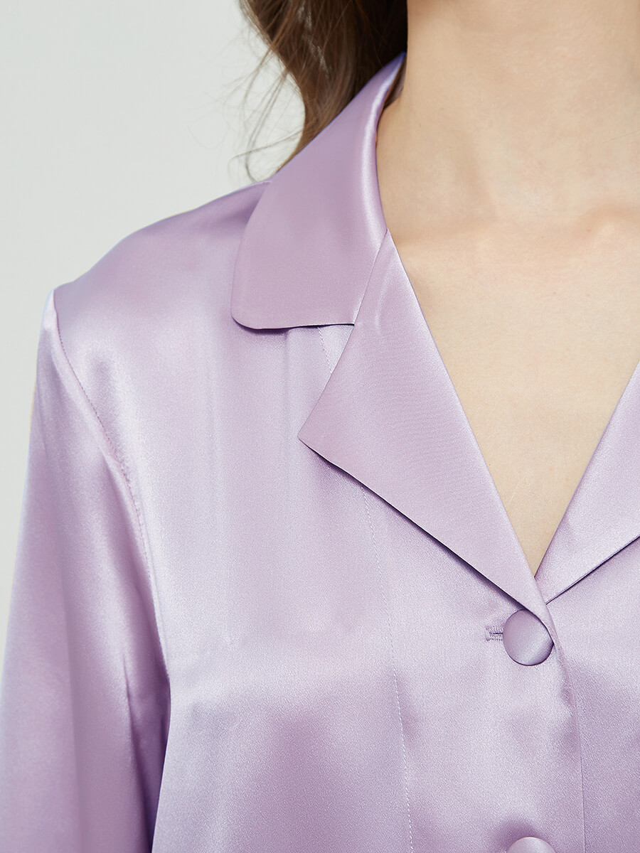 22 Momme Classic Solid Color Full Length Silk PJ Set for Women