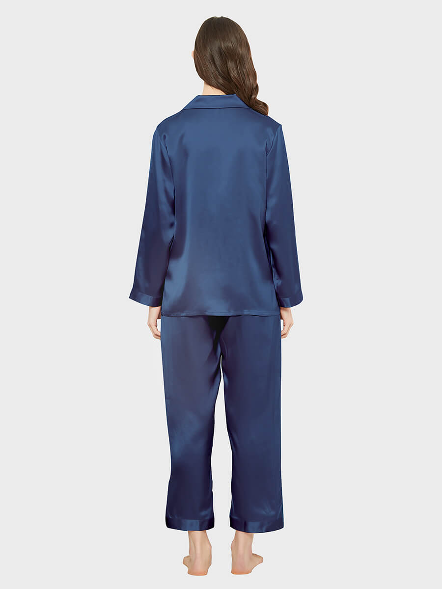 22 Momme Classic Solid Color Full Length Silk PJ Set for Women