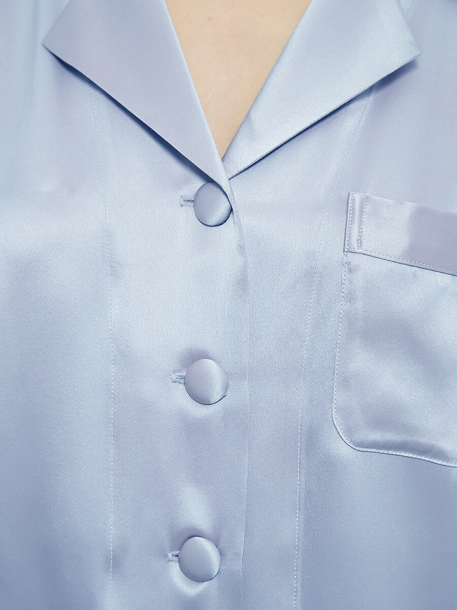 22 Momme Classic Solid Color Full Length Silk PJ Set for Women