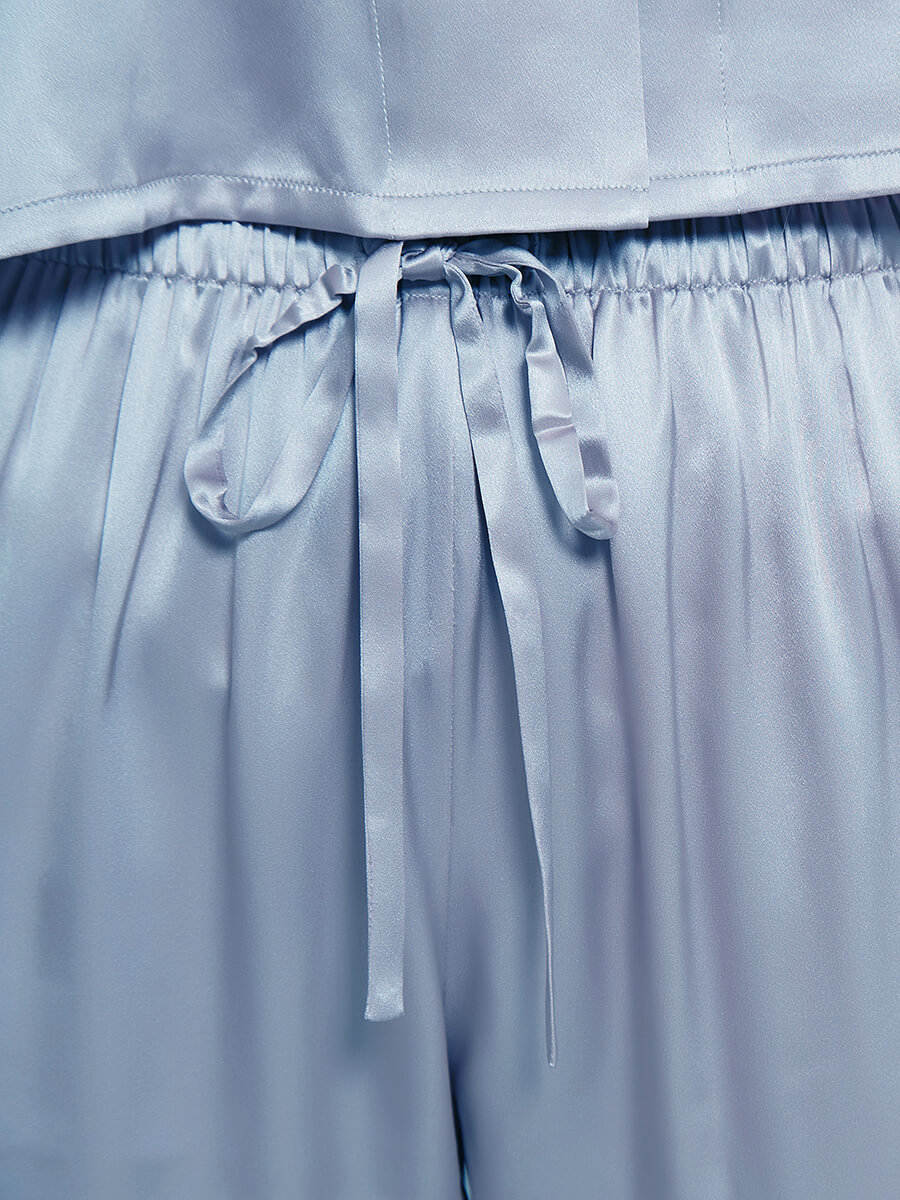 22 Momme Classic Solid Color Full Length Silk PJ Set for Women