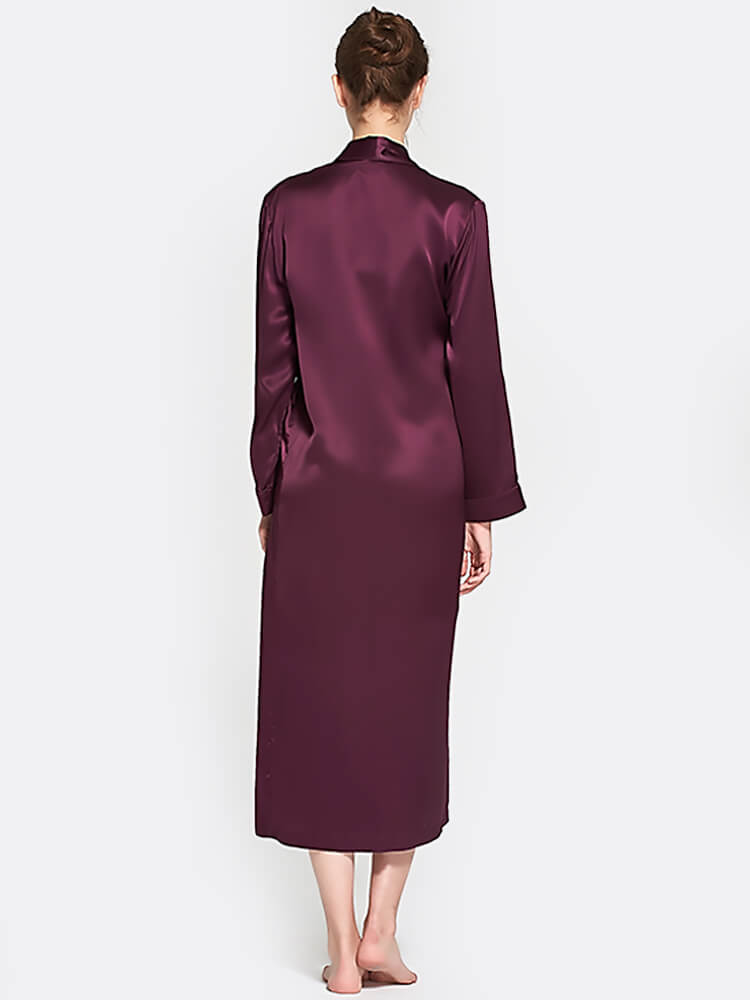 22 Momme Mulberry Silk Chemise and Robe Two-Piece Sleepwear Set