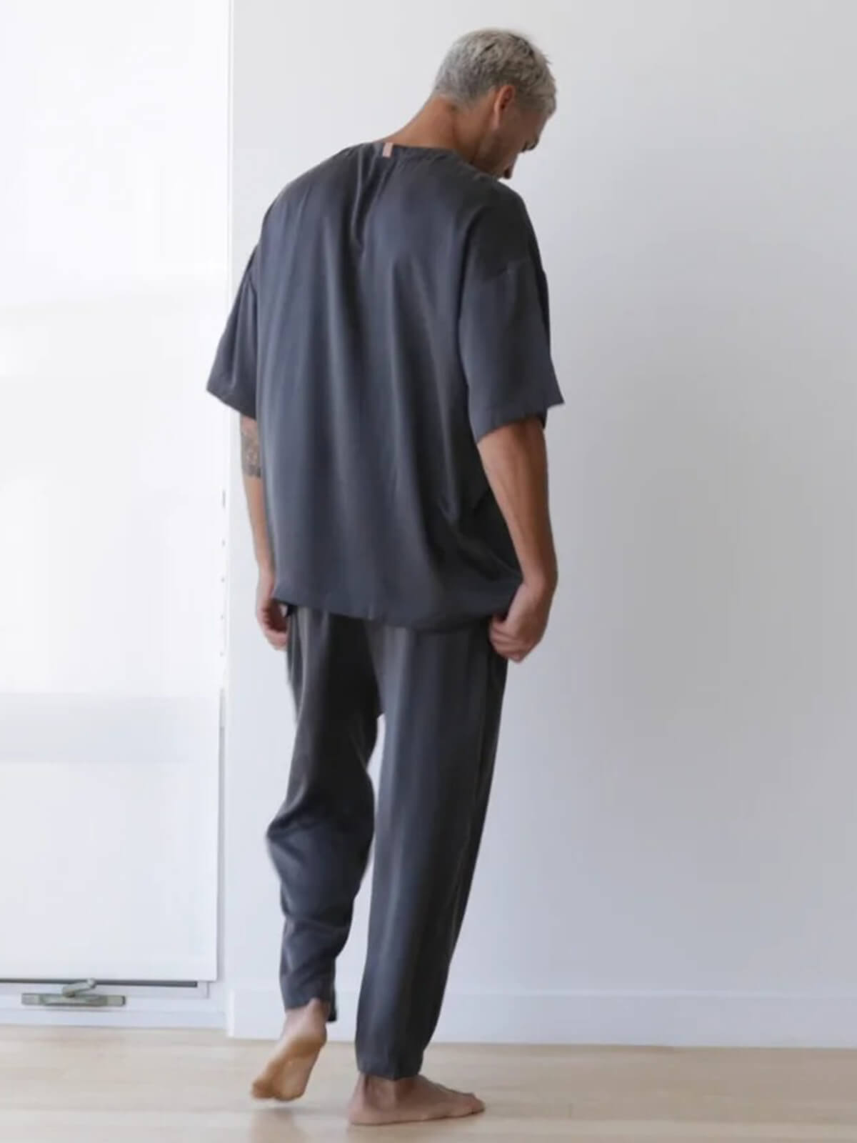 22 Momme Short Sleeve Silk Pajama Pants Set for Men