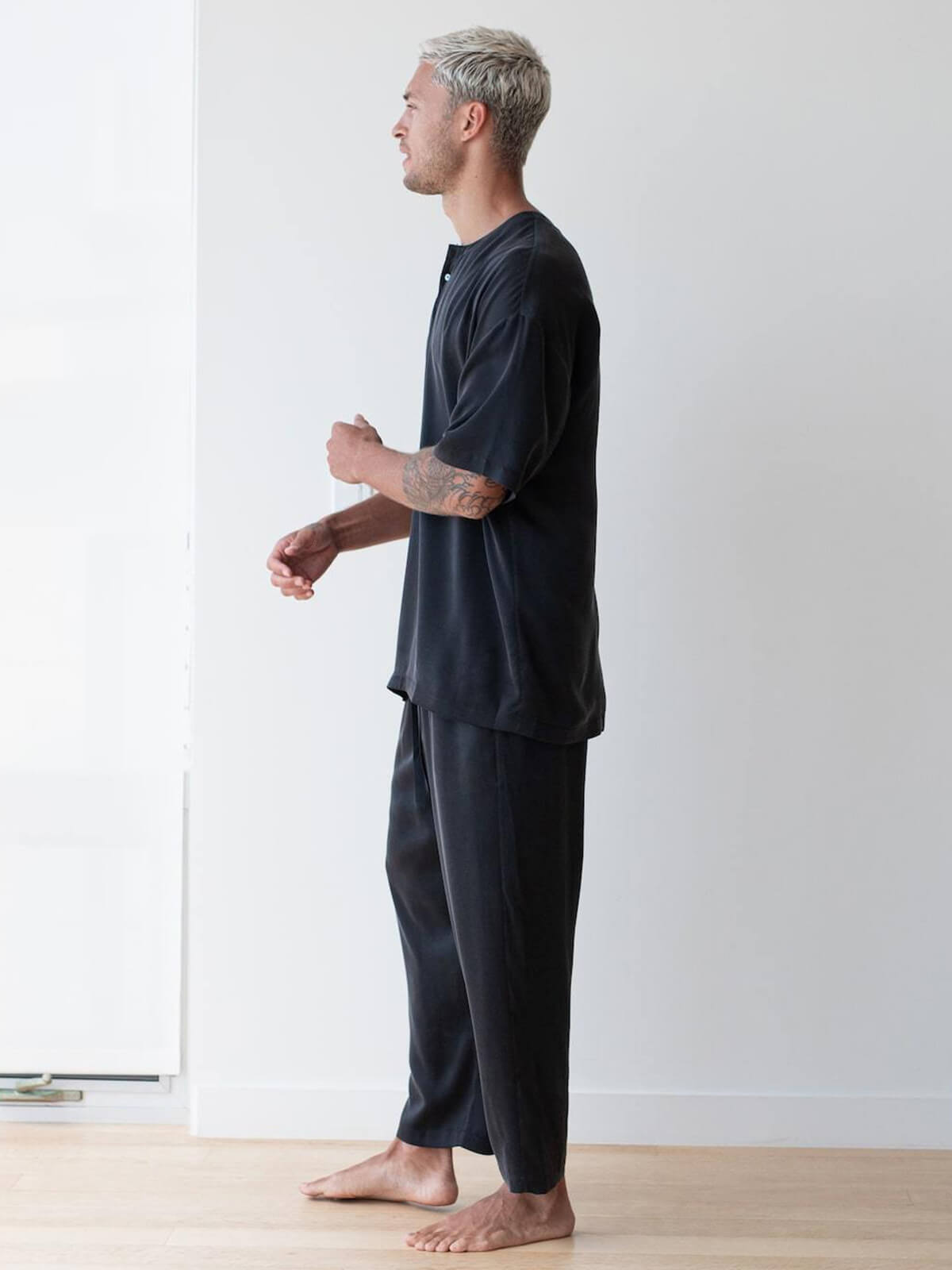 22 Momme Short Sleeve Silk Pajama Pants Set for Men