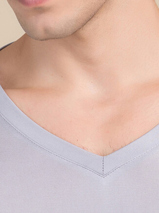 Mens Silk Knit V-neck Long-sleeved Bottoming Shirts