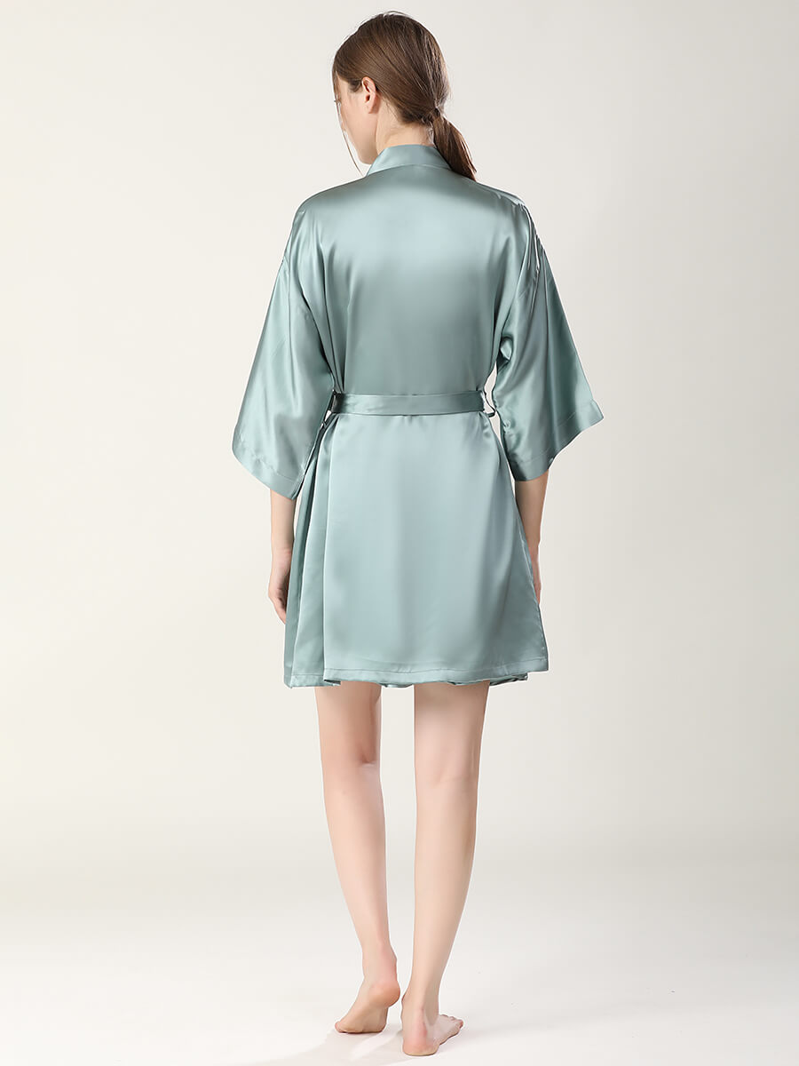 22 Momme Mulberry Silk Chemise and Kimono Robe Set