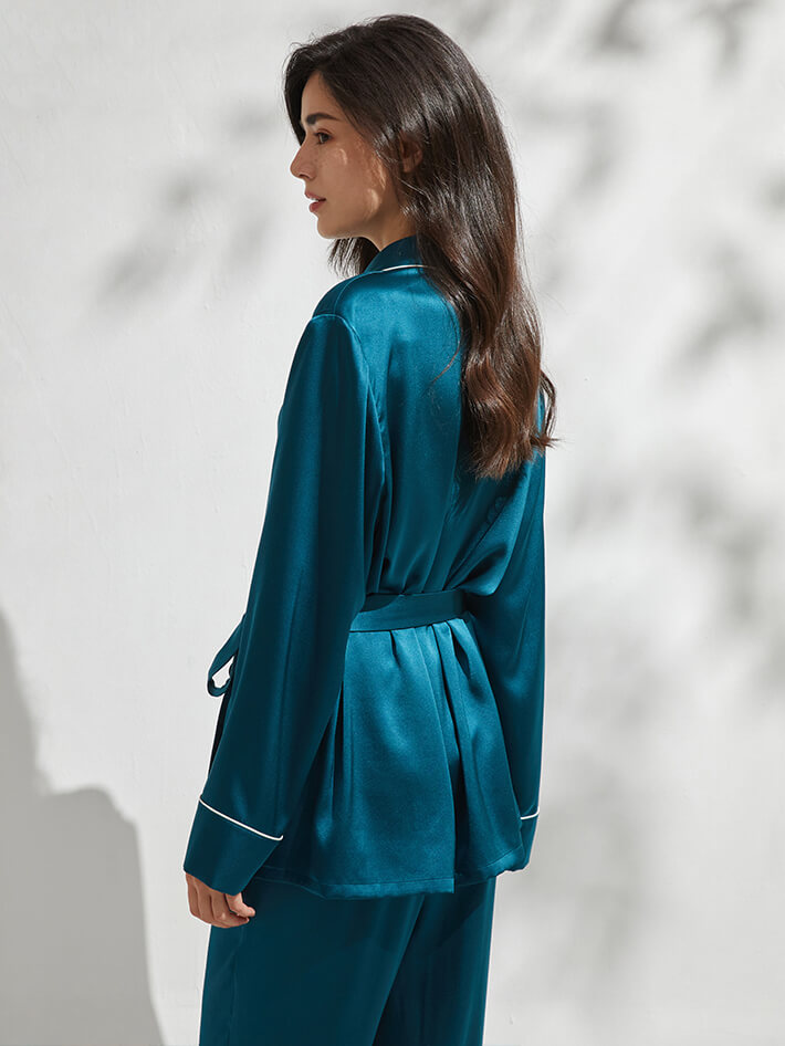 22 Momme 3 Piece Luxurious Long Silk Pajama Set For Women