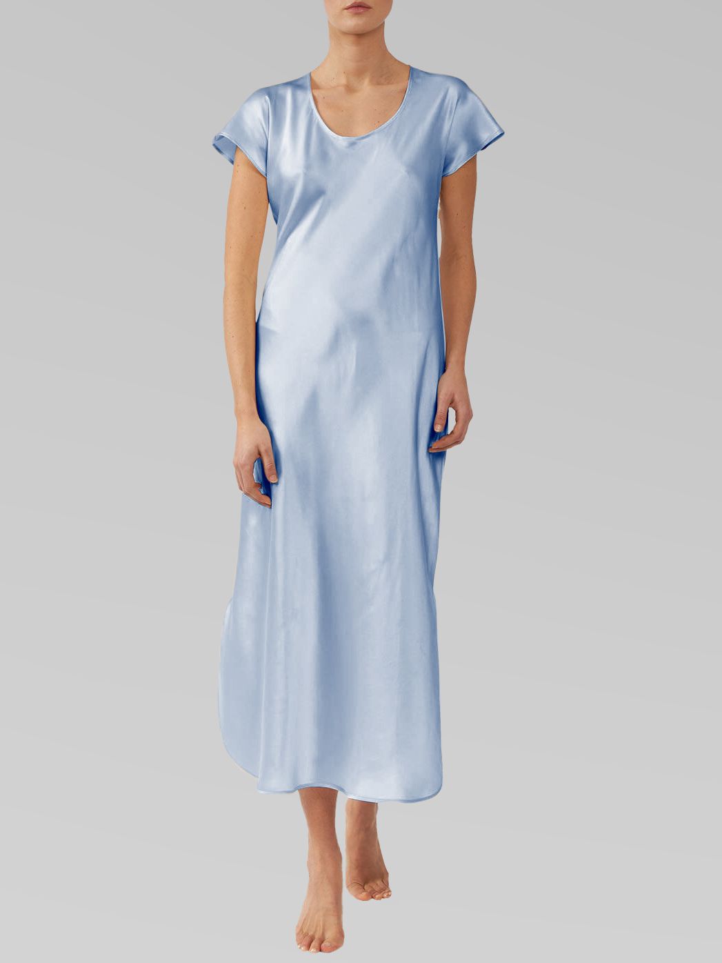 22 Momme Cap Sleeve Scoop Neck Long Silk Nightdress