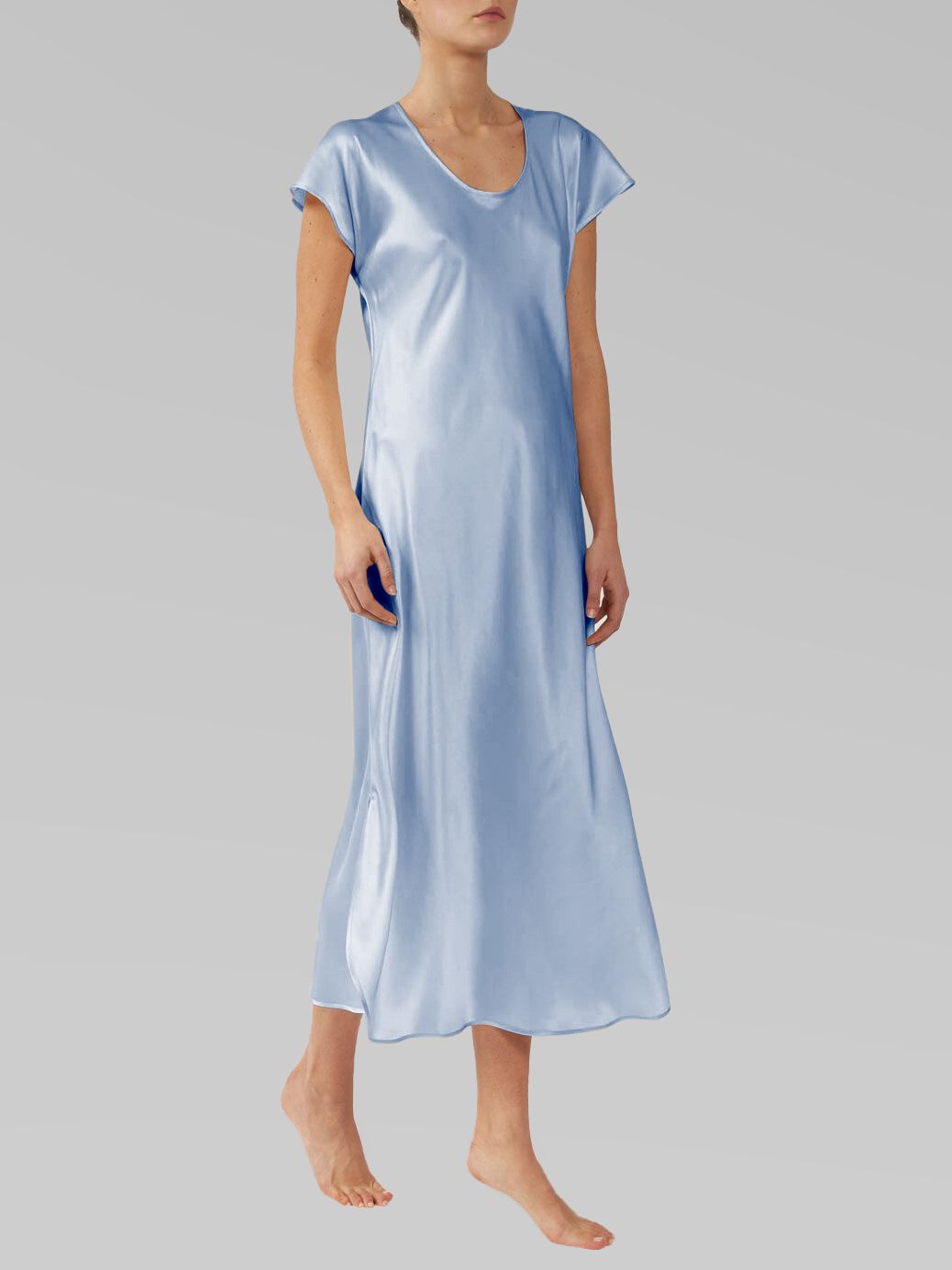 22 Momme Cap Sleeve Scoop Neck Long Silk Nightdress