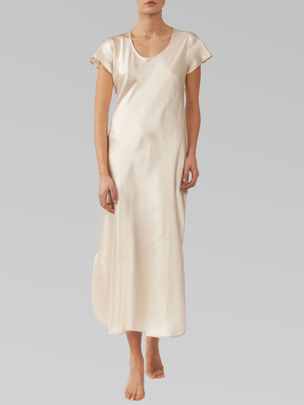 22 Momme Cap Sleeve Scoop Neck Long Silk Nightdress