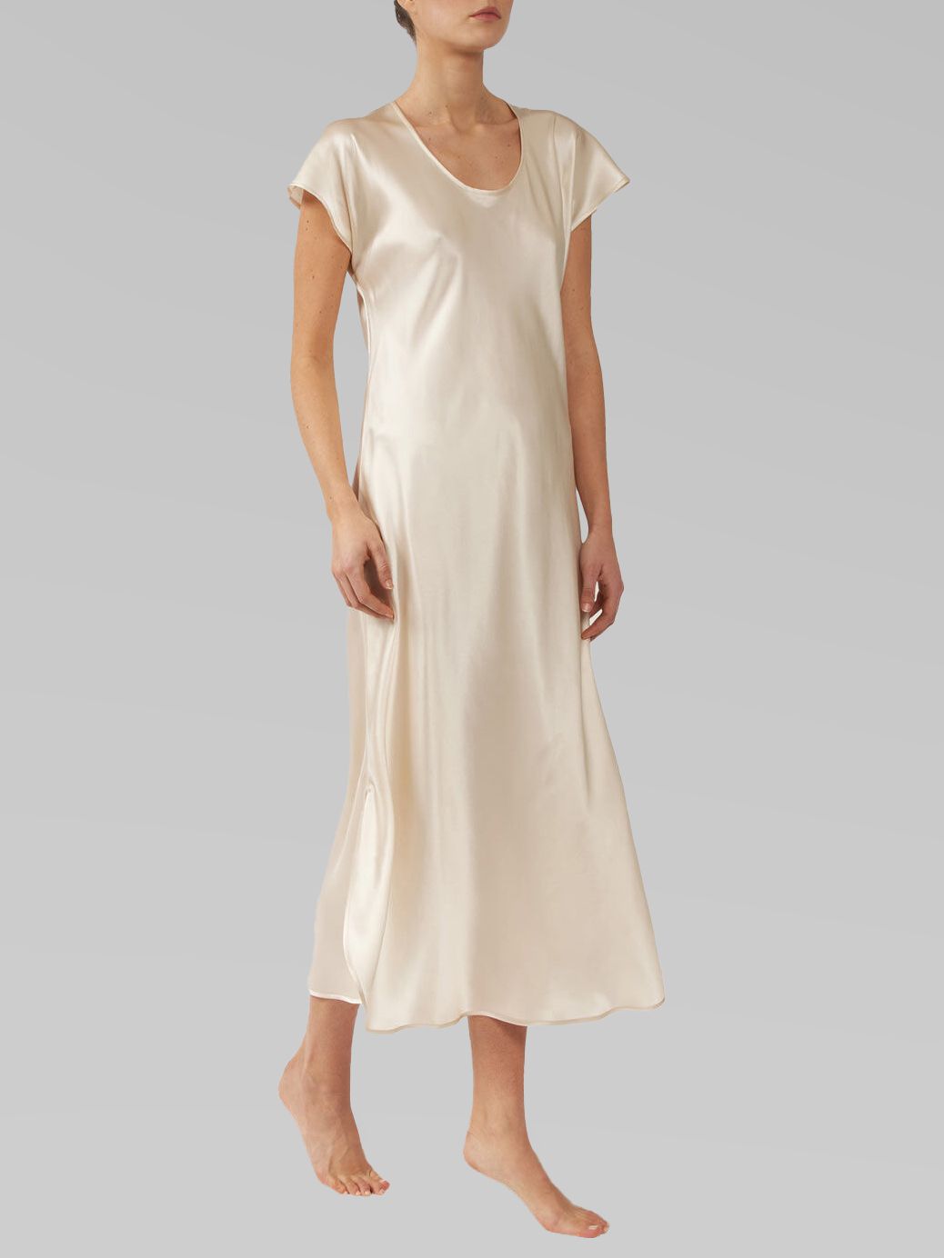 22 Momme Cap Sleeve Scoop Neck Long Silk Nightdress