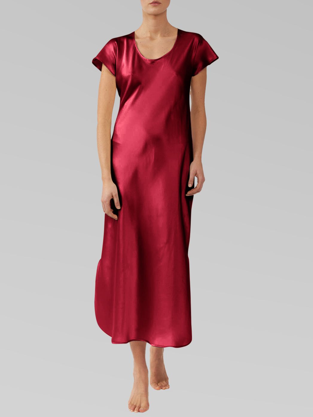 22 Momme Cap Sleeve Scoop Neck Long Silk Nightdress