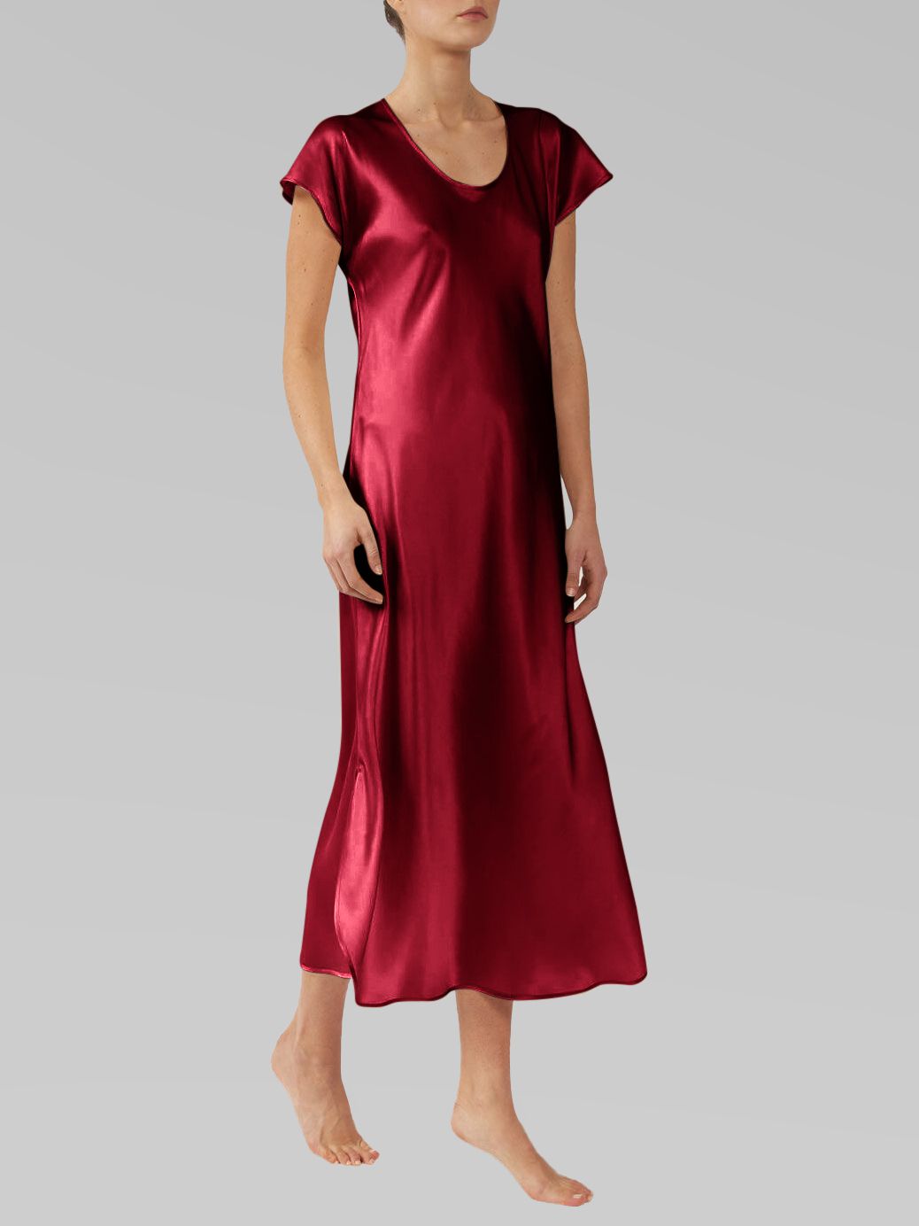 22 Momme Cap Sleeve Scoop Neck Long Silk Nightdress
