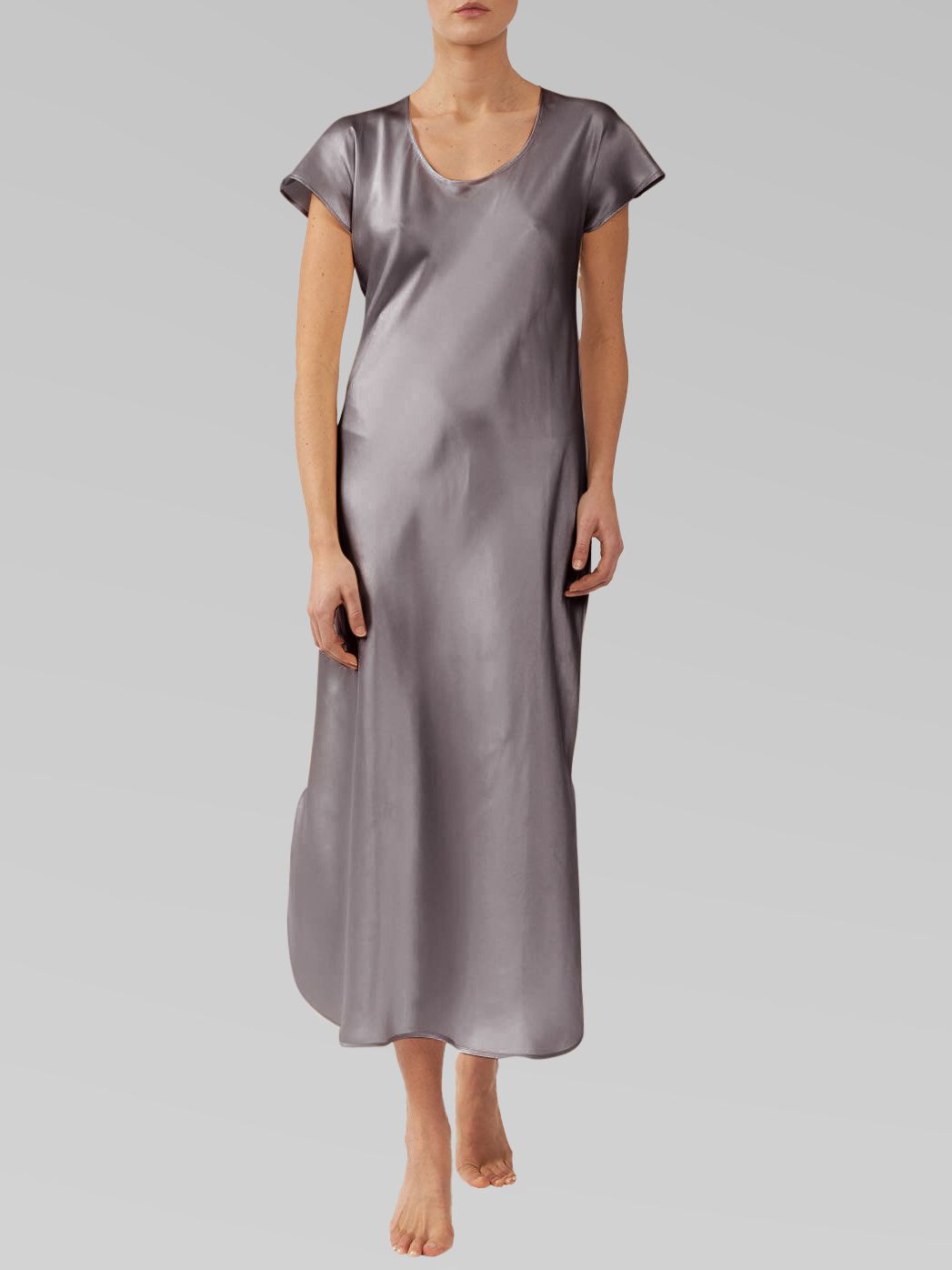 22 Momme Cap Sleeve Scoop Neck Long Silk Nightdress