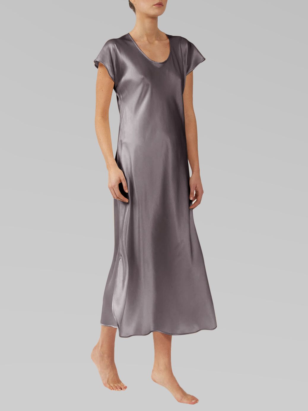 22 Momme Cap Sleeve Scoop Neck Long Silk Nightdress