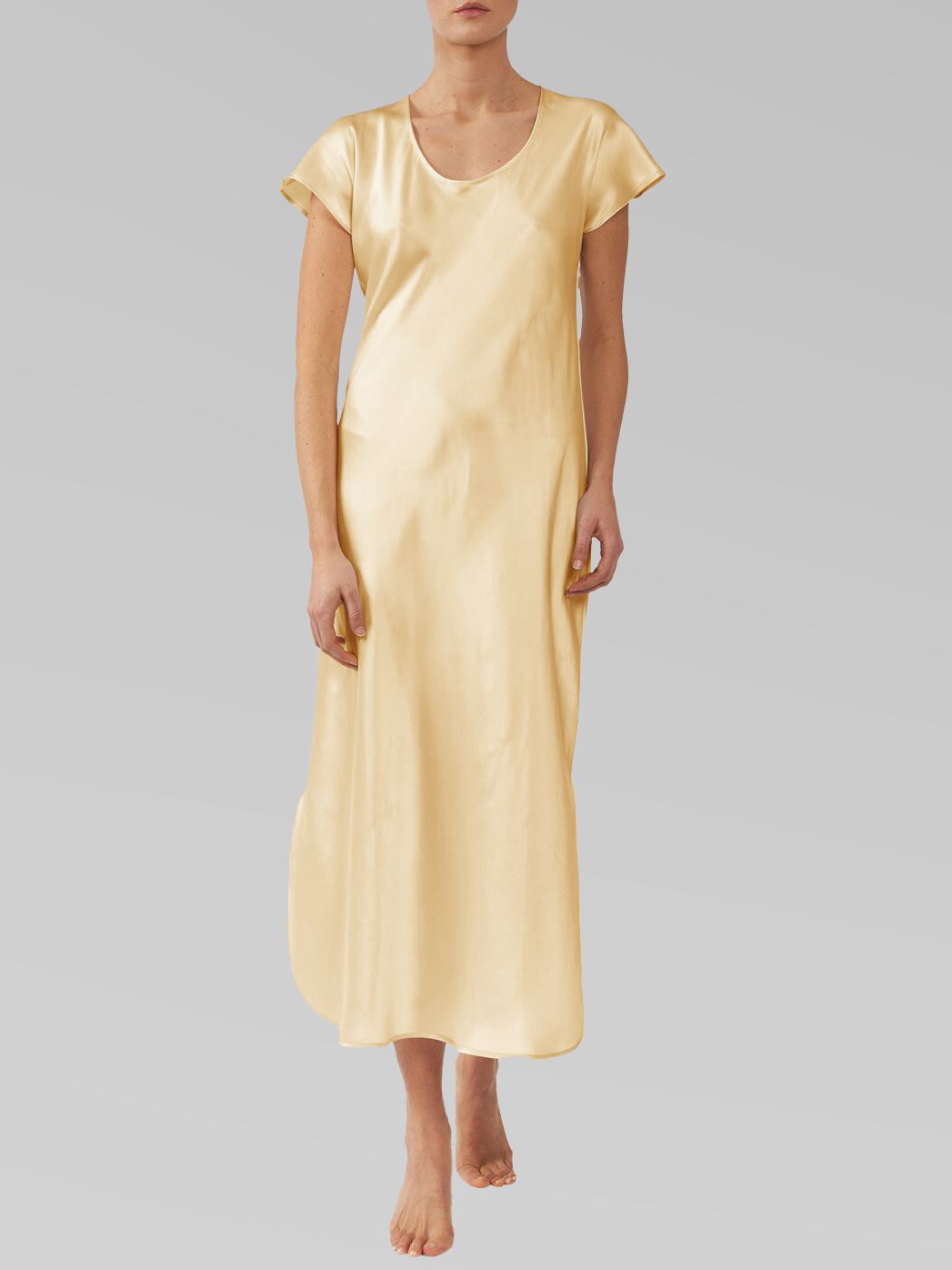 22 Momme Cap Sleeve Scoop Neck Long Silk Nightdress
