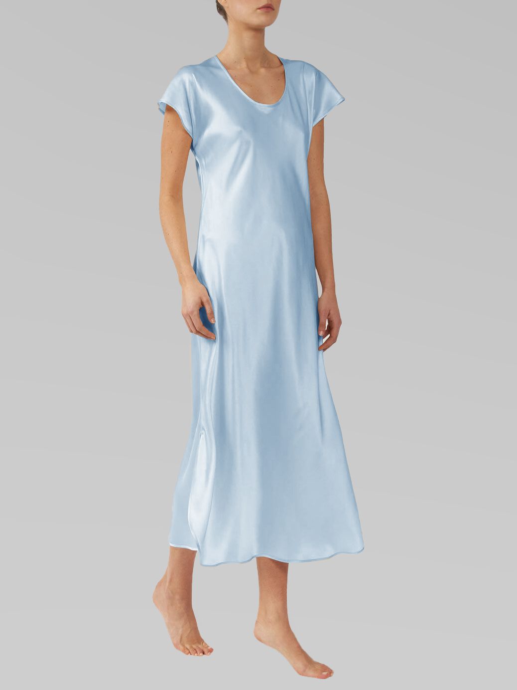 22 Momme Cap Sleeve Scoop Neck Long Silk Nightdress