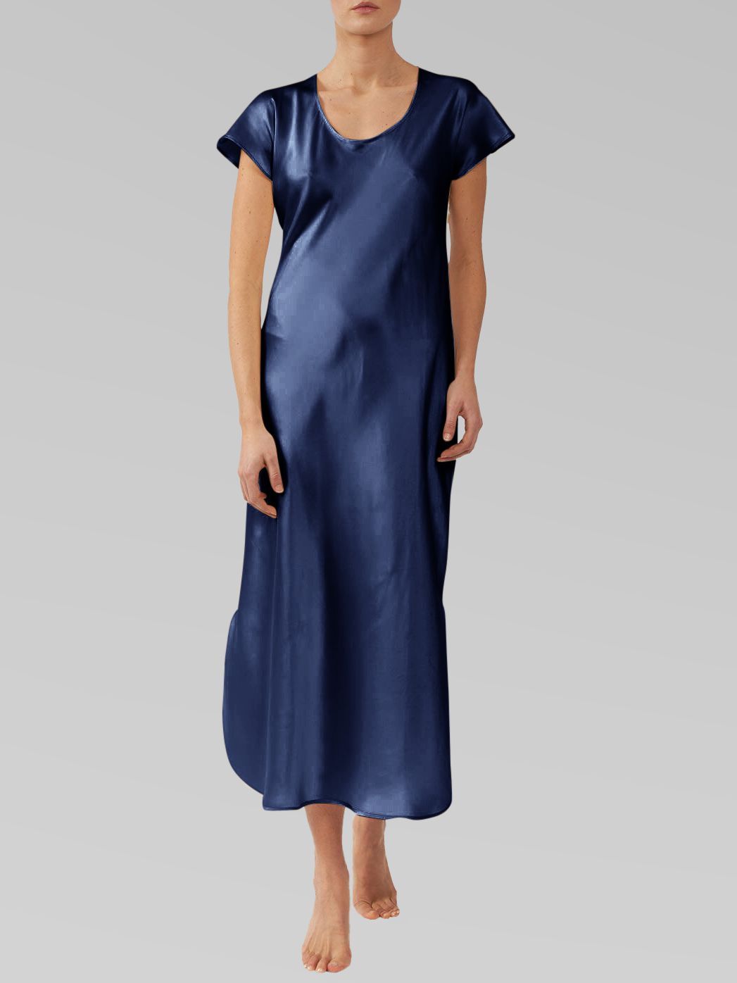 22 Momme Cap Sleeve Scoop Neck Long Silk Nightdress