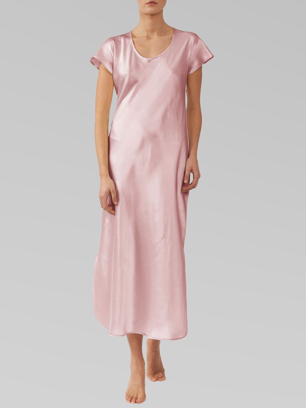 22 Momme Cap Sleeve Scoop Neck Long Silk Nightdress