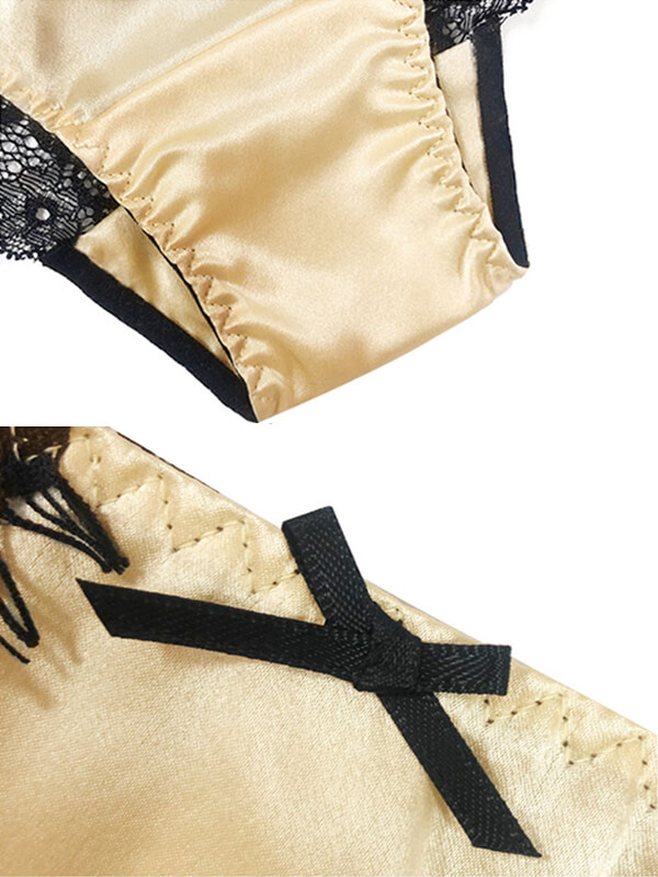 Sexy Eyelash Lace Trimmed Silk G-string Panties