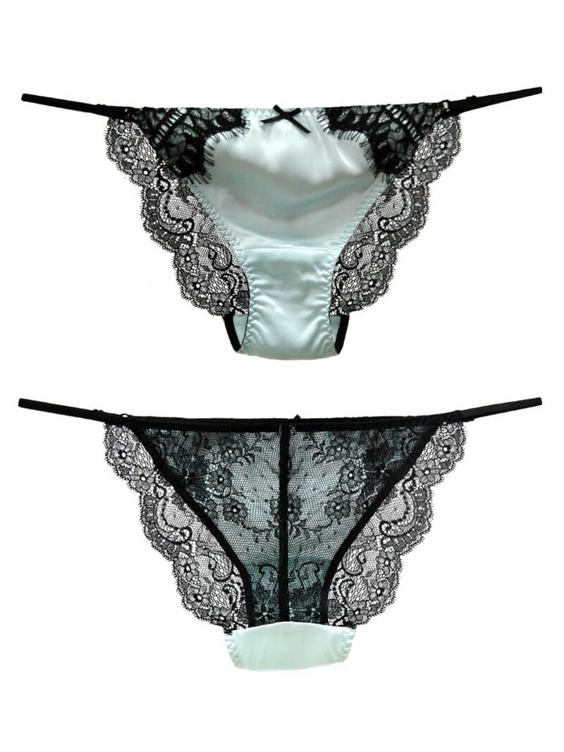 Sexy Eyelash Lace Trimmed Silk G-string Panties