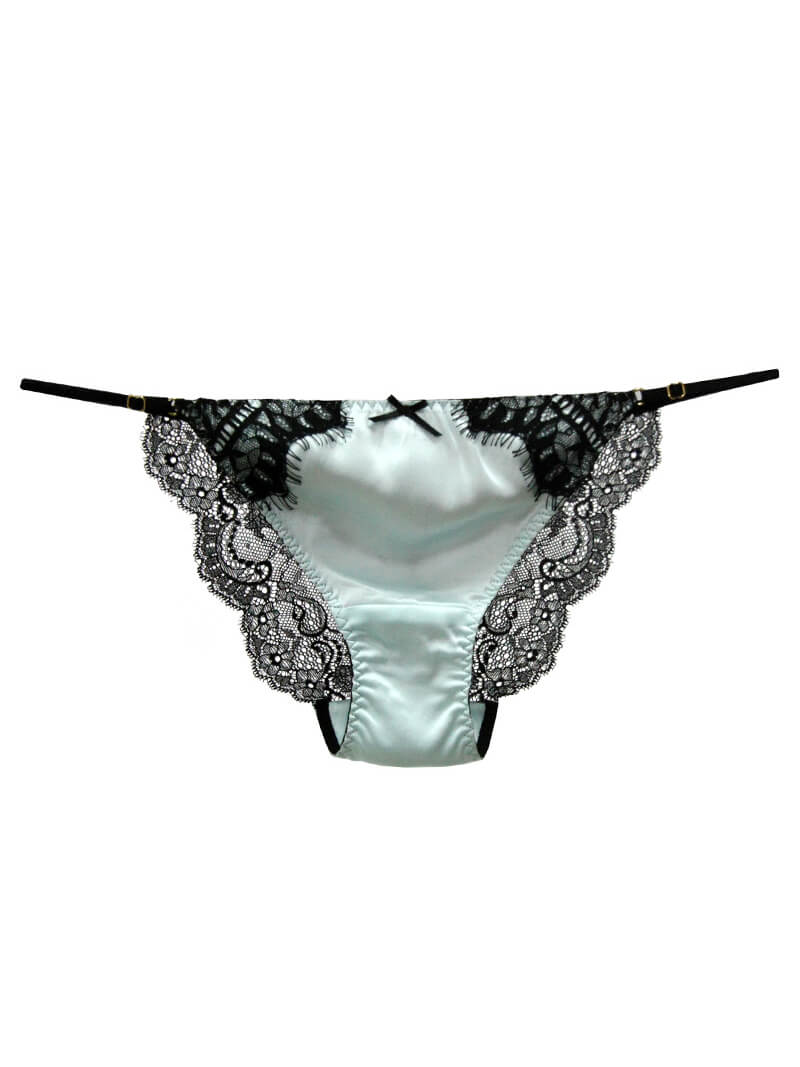 Sexy Eyelash Lace Trimmed Silk G-string Panties