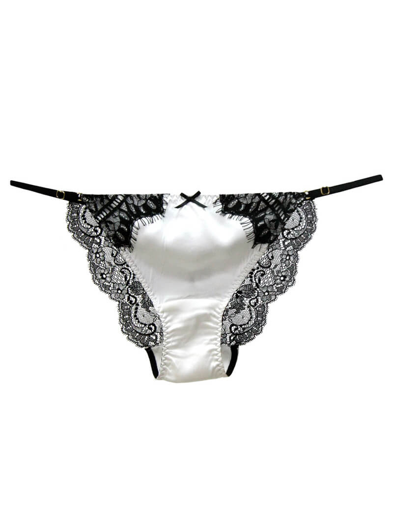 Sexy Eyelash Lace Trimmed Silk G-string Panties