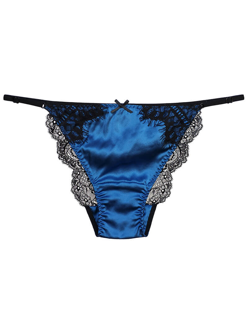 Sexy Eyelash Lace Trimmed Silk G-string Panties