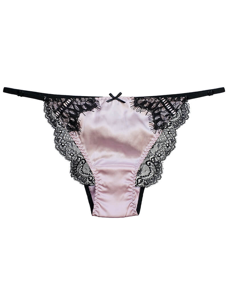 Sexy Eyelash Lace Trimmed Silk G-string Panties